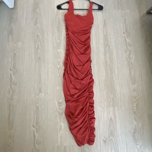 Oh Polly Slinky MIDI Dress in Burnt Orange, US size 4